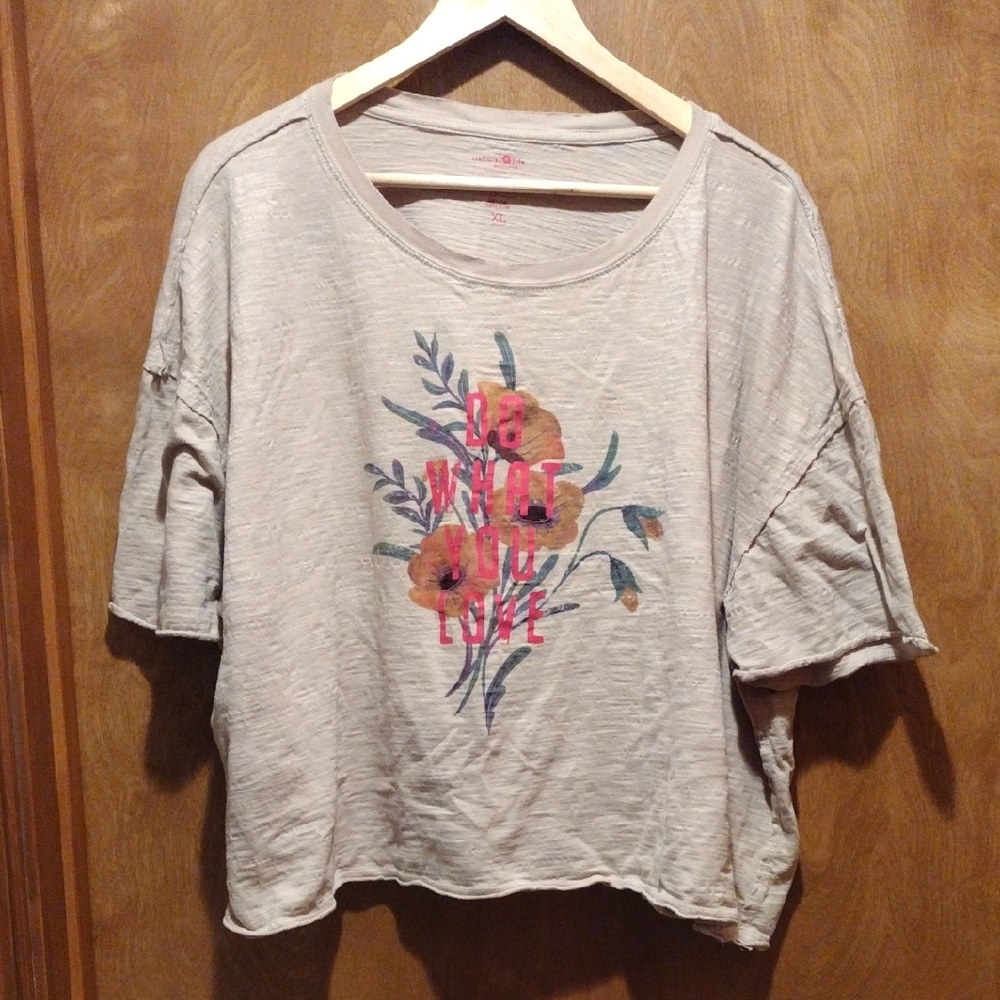 Natural Life XL Tan/Cream Distressed Dolman
